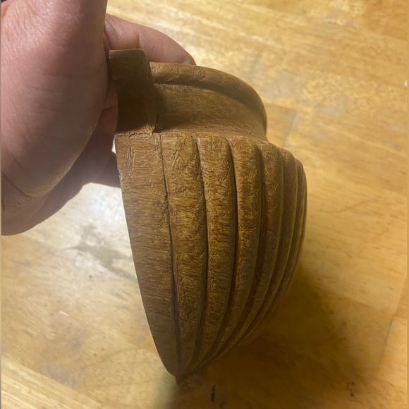 Homco vintage mcm vtg Wall Pocket hanging Planter Brown burwood faux wood - Picture 5 of 5